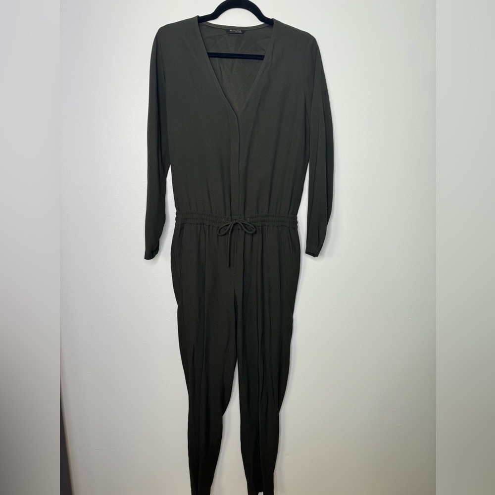 Massimo Dutti green drawstring waist jumpsuit size 4